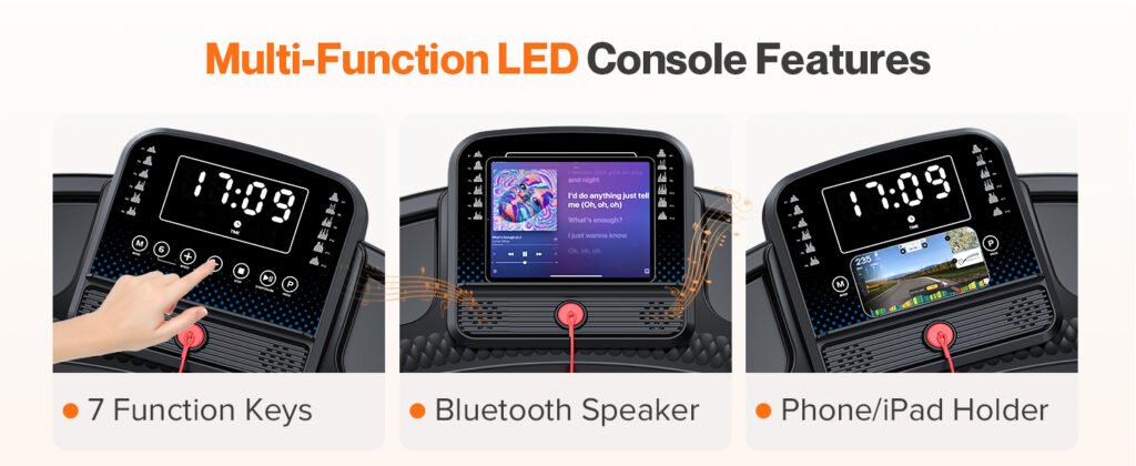 Cardirun folding treadmill with LED Console